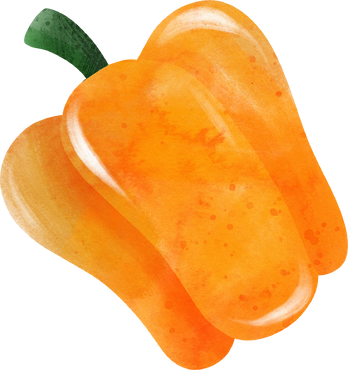 Orange Watercolor Bell Pepper Vegetable