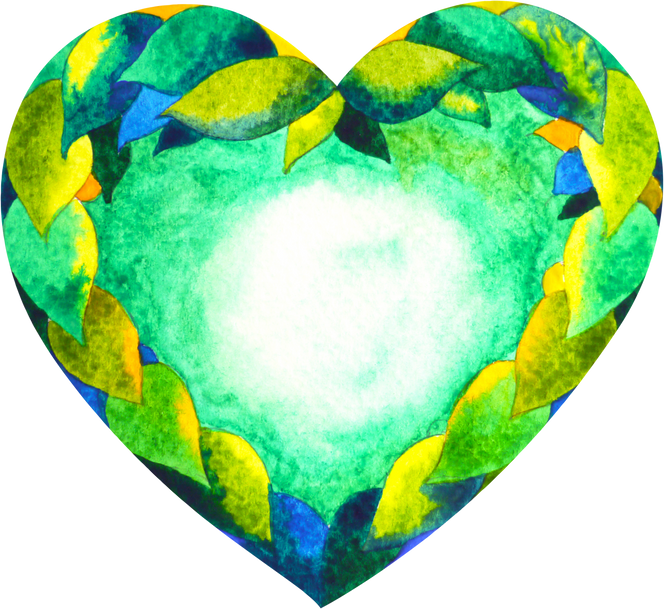 green color of heart chakra symbol in watercolor painting